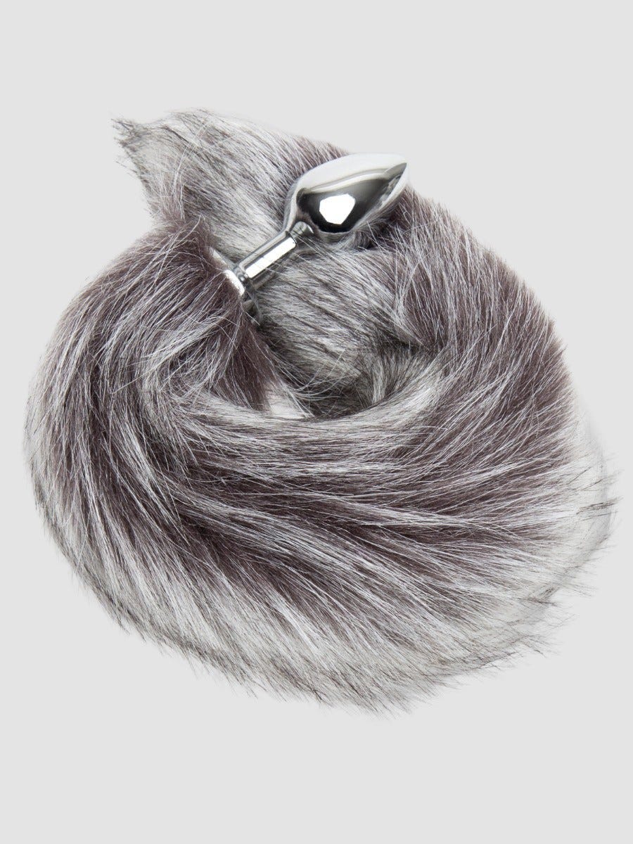 DOMINIX Deluxe Stainless Steel Faux Silver Fox Tail Butt Plug