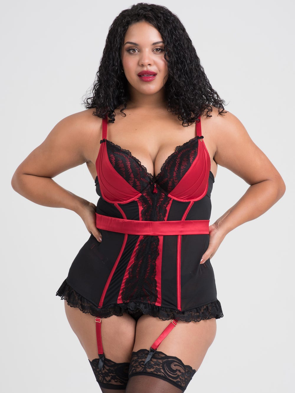 Lovehoney Empress Satin und Spitze Basque Set