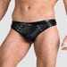 LHM Tough Love Schwarzer Wet-Look-String mit Nieten