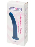 Lovehoney Curved Silicone Suction Cup Dildo Blue Amorana Verpackung