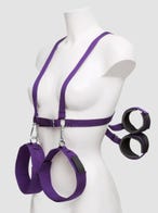 Purple-Reins Körper Harness mit Handgelenk- und Oberschenkelfesselung