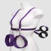 Purple-Reins Körper Harness mit Handgelenk- und Oberschenkelfesselung