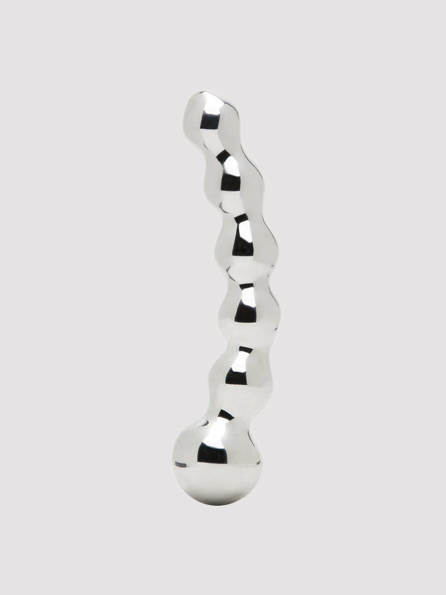 Desire Luxury Beaded Stainless Steel Dildo gebogen