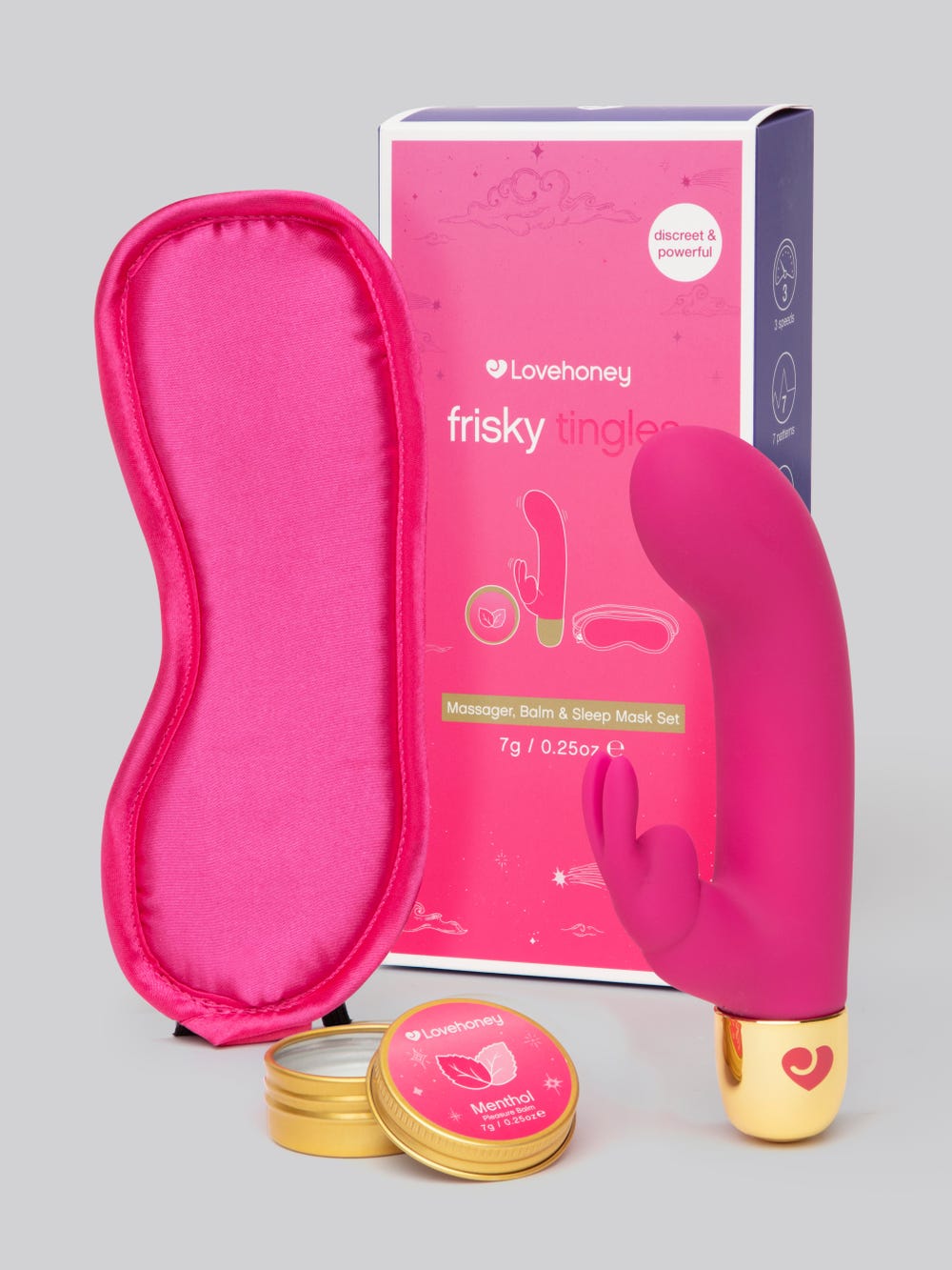 Lovehoney Frisky Rabbit, Augenbinde und Stimulationsbalsam Geschenkset