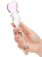 lovehoney beaded heart sensual glass dildo 6 inch amorana hand