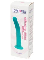 Lovehoney Curved Silicone Suction Cup Dildo Türkis Amorana Verpackung