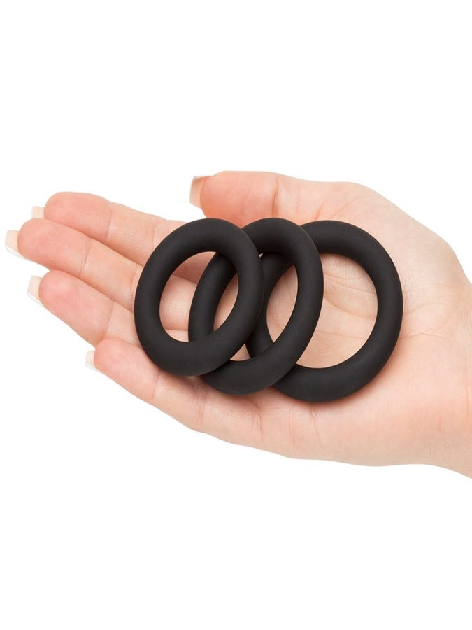 Lovehoney Get Hard Extra Thick Silicone Cock Ring Set (3 Pack) amorana hand