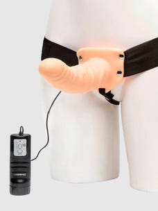 Lovehoney Perfect Partner Unisex Hollow Vibrating Strap-On 8 Inch Amorana Front