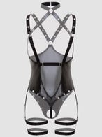 Lovehoney Fierce Wet-Look Body mit Nieten offenem Dekolleté und Schritt