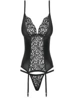 obsessive laluna korsett und string schwarz packshot vorne Amorana