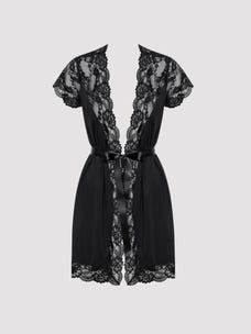 obsessive victoria morgenmantel schwarz packshots vorne Amorana