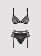 Obsessive Heartina 3 Teiliges Dessous Set in Schwarz Packshot von Vorne Amorana