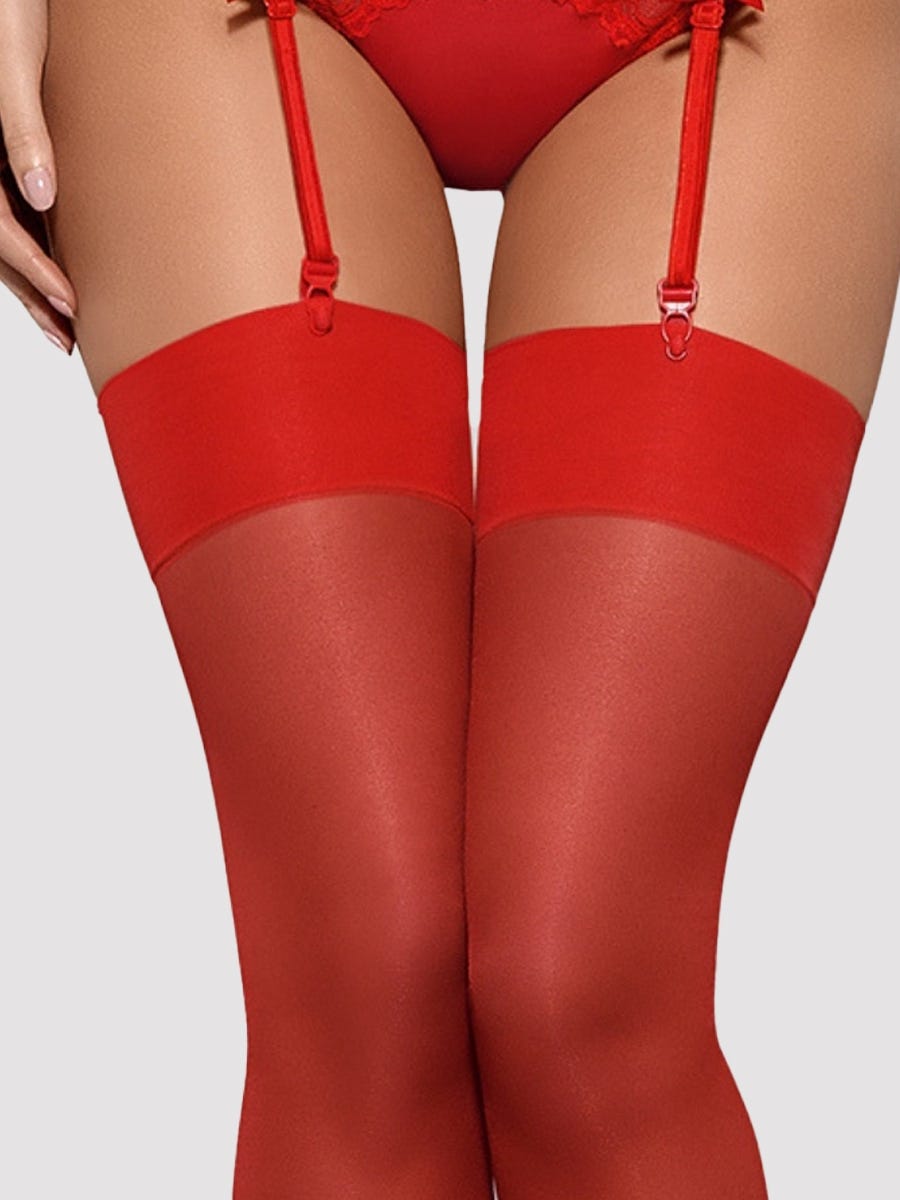 Obsessive S800 Strapsstrumpfe in Rot Kleinbild von Vorne Amorana